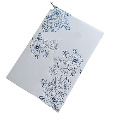 TGDGFKIAS Gefaltete Pergamentjacke, 50 teile/los Pergament Aquarell Grün Blätter Hochzeit Einladung Karte Abdeckung DIY Lädt Jacke Wrap(Blue Flower 01) von TGDGFKIAS