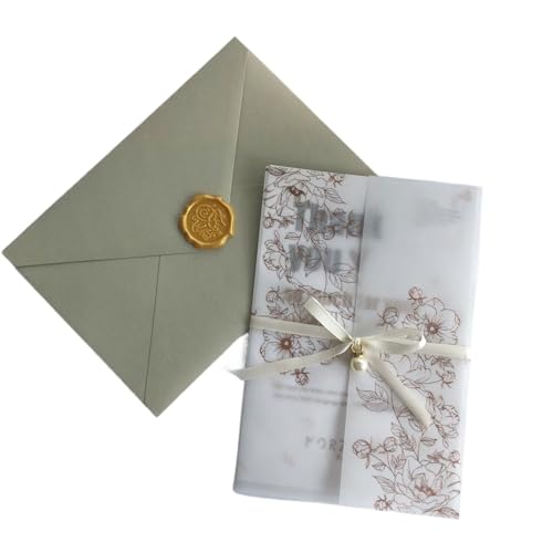 TGDGFKIAS Hochzeits-Einladungen, Einladungskarten for Hochzeit, Verlobung, Abschlussfeier, Mehrfarbig, 12,5 x 18,5 cm, 50 Stück(Rose Gold) von TGDGFKIAS