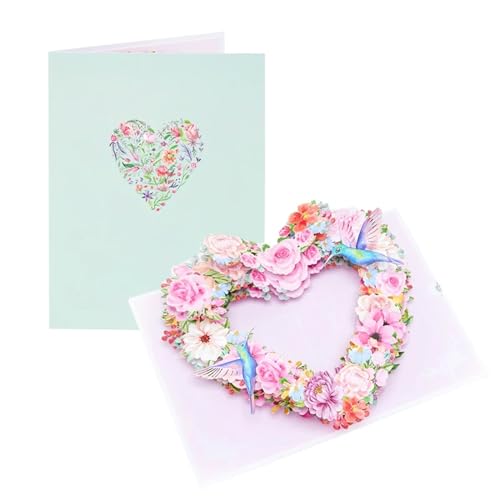 TGDGFKIAS Hochzeits-Einladungen, Hochzeitseinladungen 2er-Pack Pop-Up-Karten mit Kirschblüten-Blumenmuster, Mehrfarbig(Pink Rose Love) von TGDGFKIAS