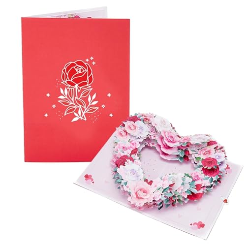 TGDGFKIAS Hochzeits-Einladungen, Hochzeitseinladungen 2er-Pack Pop-Up-Karten mit Kirschblüten-Blumenmuster, Mehrfarbig(Red Rose Love) von TGDGFKIAS
