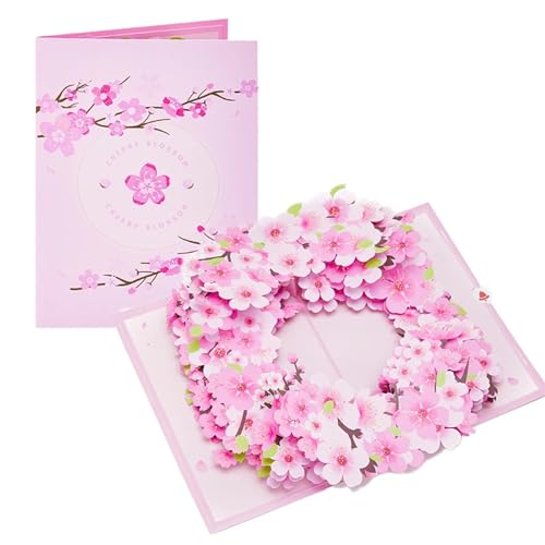 TGDGFKIAS Hochzeits-Einladungen, Hochzeitseinladungen 2er-Pack Pop-Up-Karten mit Kirschblüten-Blumenmuster, Mehrfarbig(Sakura Circle) von TGDGFKIAS