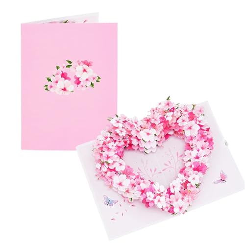 TGDGFKIAS Hochzeits-Einladungen, Hochzeitseinladungen 2er-Pack Pop-Up-Karten mit Kirschblüten-Blumenmuster, Mehrfarbig(Sakura Love) von TGDGFKIAS