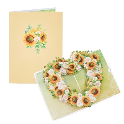 TGDGFKIAS Hochzeits-Einladungen, Hochzeitseinladungen 2er-Pack Pop-Up-Karten mit Kirschblüten-Blumenmuster, Mehrfarbig(Sunflower Love) von TGDGFKIAS