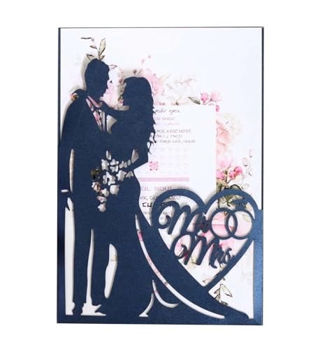 TGDGFKIAS Hochzeits-Einladungen, Hochzeitseinladungskarten mit Umschlägen, Mehrfarbig, 18 x 12,5 cm, Perlglanzpapier(03 Blue) von TGDGFKIAS
