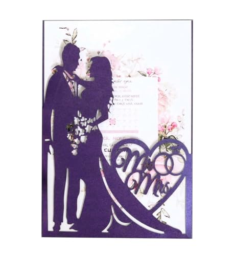 TGDGFKIAS Hochzeits-Einladungen, Hochzeitseinladungskarten mit Umschlägen, Mehrfarbig, 18 x 12,5 cm, Perlglanzpapier(07 Purple) von TGDGFKIAS