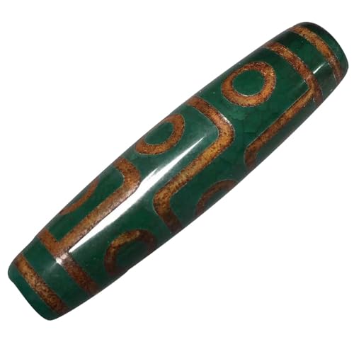 TGDGFKIAS Männer-Dzi-Perlen aus Tibet, Neunäugige tibetische Dzi-Perle, grüner Onyx, natürlicher Achat-Anhänger, 5,8 x 1,4 cm, 0,5 mm Loch, Unisex TGDGFKIAS Männer-Dzi-Perlen aus Tibet, Neunäugige tibetische Dzi-Perle, grüner Onyx, natürlicher Achat-Anhänger, 5,8 x 1,4 cm, 0,5 mm Loch, Unisex von TGDGFKIAS