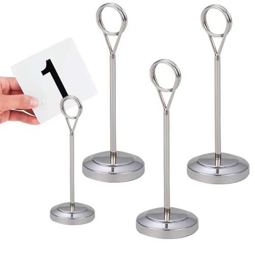 TGDGFKIAS Restaurant Nummer, 4er-Pack Tischnummernhalter aus Edelstahl, silberfarben, 15/20 cm(15cm) von TGDGFKIAS