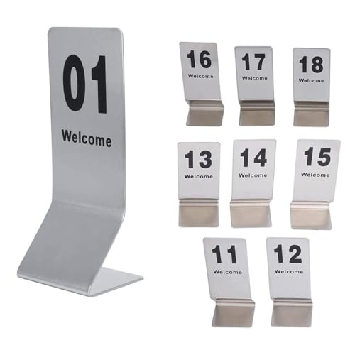 TGDGFKIAS Restaurant Nummer, Tischnummernhalter aus Edelstahl, 6,1 x 2,4 Zoll, doppelseitig, Packung mit mehreren Zahlen(1-50) von TGDGFKIAS