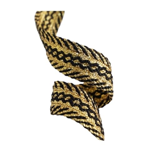 TGDGFKIAS Retro-Band, Geflochtenes Jacquardband aus Polyester mit Golddraht, DIY-Schuh-/Hüte-Dekoration, 2,2 cm, 9,1 m(1yards) von TGDGFKIAS