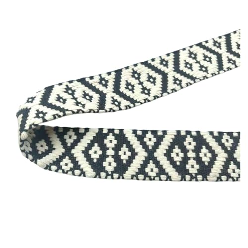 TGDGFKIAS Retro-Band, Gewebtes Jacquardband aus Polyester-Baumwolle, geometrisch, doppelseitig, mehrfarbig, 4 cm breit(Black) von TGDGFKIAS