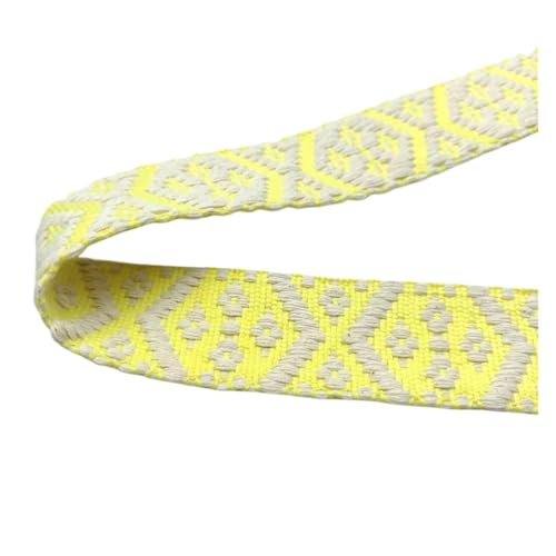 TGDGFKIAS Retro-Band, Gewebtes Jacquardband aus Polyester-Baumwolle, geometrisch, doppelseitig, mehrfarbig, 4 cm breit(Yellow Color) von TGDGFKIAS