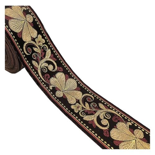 TGDGFKIAS Retro-Band, Jacquard-Band-gewebtes Material 1 Meter Länge 6CM Breite Polyester Multicolor for Dekoration(Gold) von TGDGFKIAS