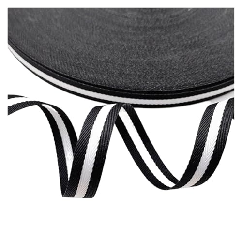 TGDGFKIAS Retro-Band, Jacquard-Ripsband, Gurtband, Polyester, mehrfarbig, 10–25 mm breit, 9,1 m(10mm Black White) von TGDGFKIAS