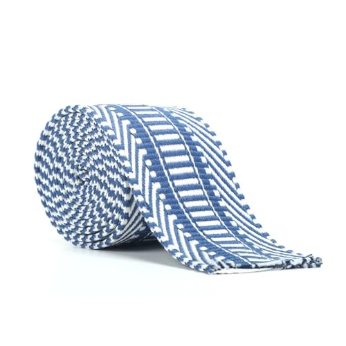 TGDGFKIAS Retro-Band, Jacquardband, 1 Yard, Polyester-Baumwolle, 3,8 cm und 5 cm Breite, mehrfarbig, for Taschen, Kleidungsstücke, DIY, Basteln, Dekor(Blue 5cm) von TGDGFKIAS
