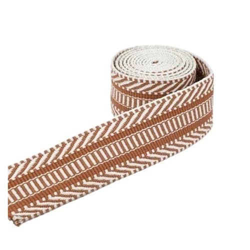 TGDGFKIAS Retro-Band, Jacquardband, 1 Yard, Polyester-Baumwolle, 3,8 cm und 5 cm Breite, mehrfarbig, for Taschen, Kleidungsstücke, DIY, Basteln, Dekor(Brown 3.8cm) von TGDGFKIAS