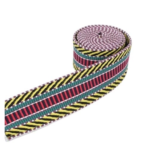 TGDGFKIAS Retro-Band, Jacquardband, 1 Yard, Polyester-Baumwolle, 3,8 cm und 5 cm Breite, mehrfarbig, for Taschen, Kleidungsstücke, DIY, Basteln, Dekor(Red Green 5cm) von TGDGFKIAS