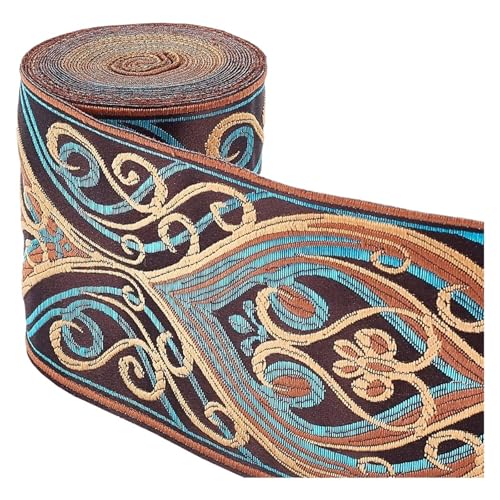 TGDGFKIAS Retro-Band, Jacquardband, 1 m, bestickte Spitze, gewebter Stoffbesatz, mehrfarbig, 9 cm breit, for Nähen, Basteln, Heimdekoration, Hochzeit(Blu) von TGDGFKIAS