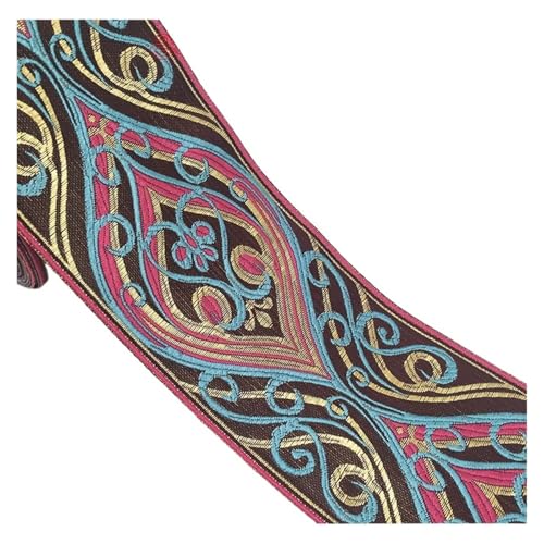 TGDGFKIAS Retro-Band, Jacquardband, 1 m, bestickte Spitze, gewebter Stoffbesatz, mehrfarbig, 9 cm breit, for Nähen, Basteln, Heimdekoration, Hochzeit(Roze) von TGDGFKIAS