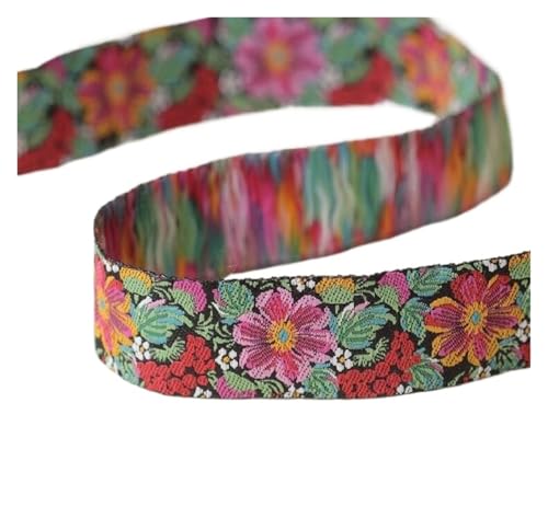 TGDGFKIAS Retro-Band, Jacquardband, 2,1 cm breit, 4 Yards, besticktes Gurtband aus Polyester/Nylon for Kleidungsstück-Nähdekoration, Schwarz und Weiß(Black) von TGDGFKIAS