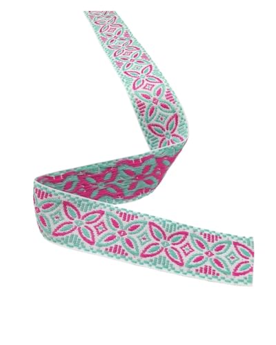 TGDGFKIAS Retro-Band, Jacquardband, 25 mm x 4,5 m, florales geometrisches gewebtes Gurtband, mehrfarbig(2) von TGDGFKIAS