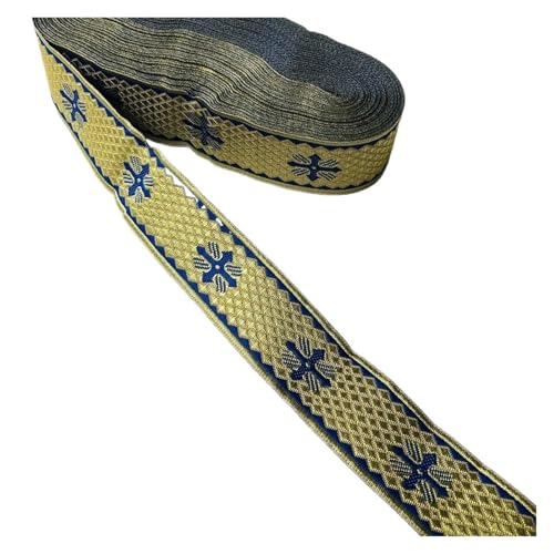 TGDGFKIAS Retro-Band, Jacquardband, 9,1 m, 3,3–4,1 cm breit, mehrfarbig, for Taschen, Kleidungsstücke, Heimtextilien(Blue 34mm) von TGDGFKIAS