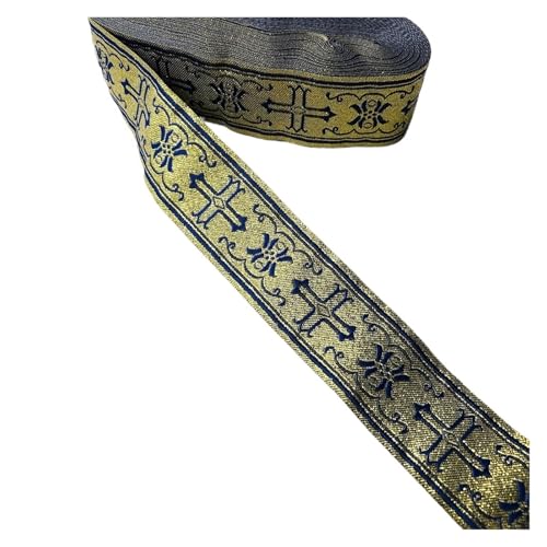 TGDGFKIAS Retro-Band, Jacquardband, 9,1 m, 3,3–4,1 cm breit, mehrfarbig, for Taschen, Kleidungsstücke, Heimtextilien(Blue 4cm) von TGDGFKIAS