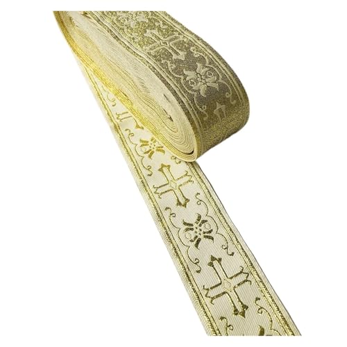 TGDGFKIAS Retro-Band, Jacquardband, 9,1 m, 3,3–4,1 cm breit, mehrfarbig, for Taschen, Kleidungsstücke, Heimtextilien(Gold 4cm) von TGDGFKIAS