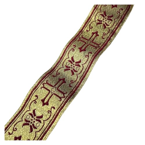 TGDGFKIAS Retro-Band, Jacquardband, 9,1 m, 3,3–4,1 cm breit, mehrfarbig, for Taschen, Kleidungsstücke, Heimtextilien(Red 4cm) von TGDGFKIAS