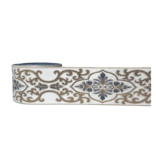 TGDGFKIAS Retro-Band, Jacquardband, Polyester-Gurtband, 9 cm x 5 Yards, mehrfarbig, for Kleidersäcke, Heimtextilien, Schuhdekoration(Blu) von TGDGFKIAS