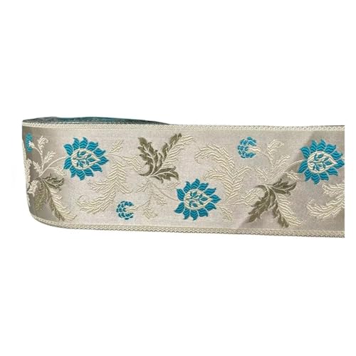 TGDGFKIAS Retro-Band, Jacquardband, Polyester-Gurtband, 9 cm x 5 Yards, mehrfarbig, for Kleidersäcke, Heimtextilien, Schuhdekoration(Light Blue) von TGDGFKIAS