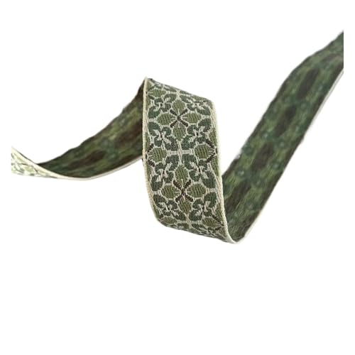 TGDGFKIAS Retro-Band, Jacquardband, gewebtes Gurtband, Polyester/Baumwolle, 2,5 cm x 10 Yards, Grün & Rosa, for Basteln(Green) von TGDGFKIAS