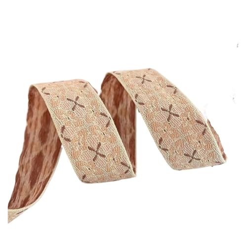 TGDGFKIAS Retro-Band, Jacquardband, gewebtes Gurtband, Polyester/Baumwolle, 2,5 cm x 10 Yards, Grün & Rosa, for Basteln(Light Pink) von TGDGFKIAS