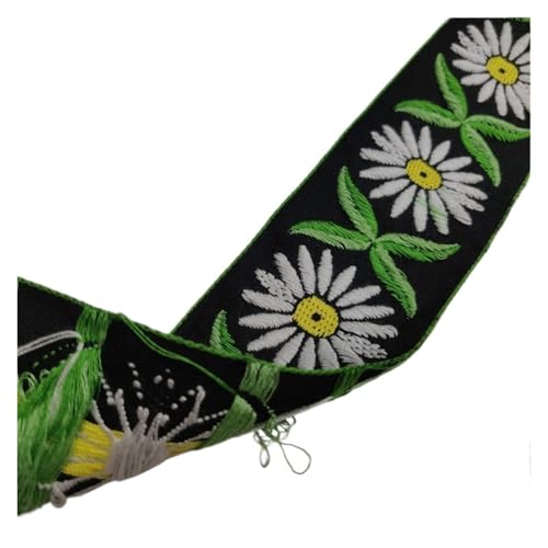 TGDGFKIAS Retro-Band, Jacquardband Gurtband 5 cm breit bestickte Blumen Spitzenstoffbesatz mehrfarbig 1 Yard for Dekoration Nähen Handarbeit Bekleidung(Black) von TGDGFKIAS