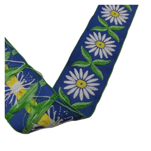 TGDGFKIAS Retro-Band, Jacquardband Gurtband 5 cm breit bestickte Blumen Spitzenstoffbesatz mehrfarbig 1 Yard for Dekoration Nähen Handarbeit Bekleidung(Blu) von TGDGFKIAS