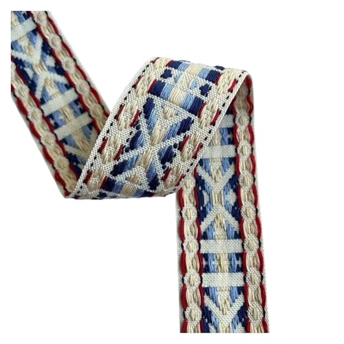 TGDGFKIAS Retro-Band, Jacquardband Gurtband 5cmx6Yards Gewebtes Polyester/Baumwolle Mehrfarbig Bekleidungszubehör(White) von TGDGFKIAS
