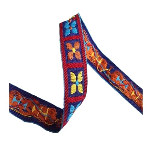 TGDGFKIAS Retro-Band, Jacquardband Gurtband Schrägband Spitzenbesatz 2 cm Breite Mehrfarbig 5 Yards DIY Bekleidung Schuhzubehör(Blue as Photo) von TGDGFKIAS