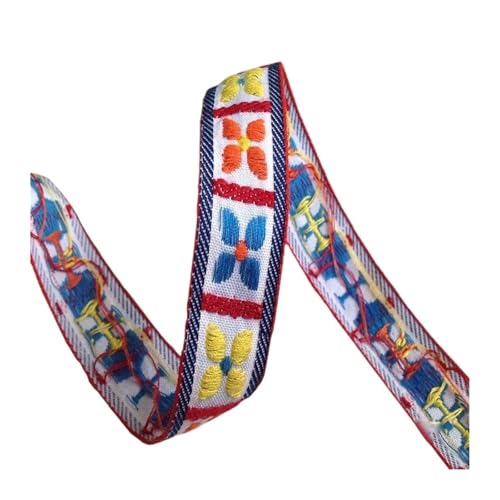 TGDGFKIAS Retro-Band, Jacquardband Gurtband Schrägband Spitzenbesatz 2 cm Breite Mehrfarbig 5 Yards DIY Bekleidung Schuhzubehör(White as Photo) von TGDGFKIAS