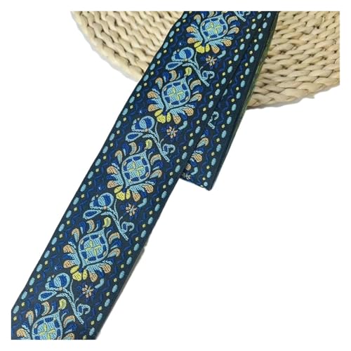 TGDGFKIAS Retro-Band, Polyester-Jacquardband, 10 Yards, for Vorhänge und Bekleidungszubehör, mehrfarbig, 5 cm Breite(Blu) von TGDGFKIAS