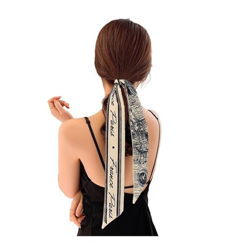 TGDGFKIAS Retro-Band, Seidenchiffon-Jacquardband-Haarschal, mehrfarbig, for Damen, Pferdeschwanzhalter, Haar-Accessoires(2) von TGDGFKIAS