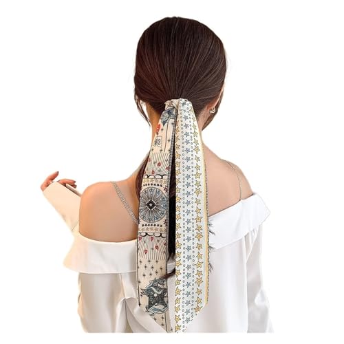 TGDGFKIAS Retro-Band, Seidenchiffon-Jacquardband-Haarschal, mehrfarbig, for Damen, Pferdeschwanzhalter, Haar-Accessoires(Bruin) von TGDGFKIAS