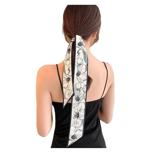TGDGFKIAS Retro-Band, Seidenchiffon-Jacquardband-Haarschal, mehrfarbig, for Damen, Pferdeschwanzhalter, Haar-Accessoires(Color-03) von TGDGFKIAS