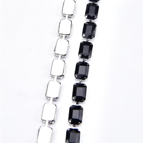 dekorative Kette von Wasserbohrgeräten, 1 Yard Rechteckige Glas-Strass-Cup-Ketten-Applikation, Mehrfarbig, mehrere Größen(Black,10x14mm) von TGDGFKIAS