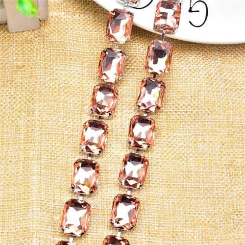 dekorative Kette von Wasserbohrgeräten, 1 Yard Rechteckige Glas-Strass-Cup-Ketten-Applikation, Mehrfarbig, mehrere Größen(Peach,10x14mm) von TGDGFKIAS