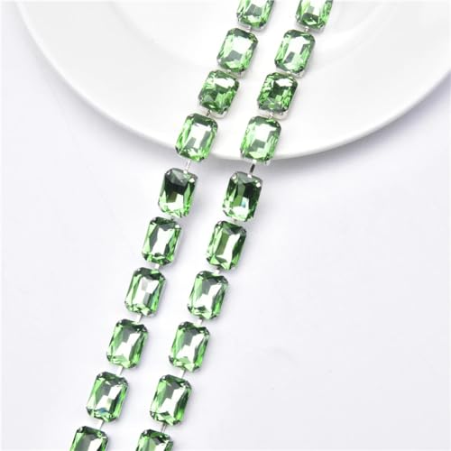dekorative Kette von Wasserbohrgeräten, 1 Yard Rechteckige Glas-Strass-Cup-Ketten-Applikation, Mehrfarbig, mehrere Größen(Peridot,10x14mm) von TGDGFKIAS