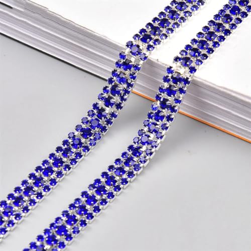 dekorative Kette von Wasserbohrgeräten, 9 mm Strass-Kettenbesatz, Packung mit 1 oder 5 Yards, Mehrfarbig(Silver Sapphire,5 Yards) von TGDGFKIAS