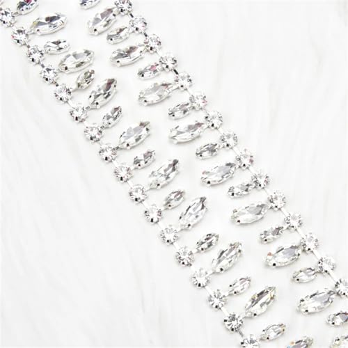 dekorative Kette von Wasserbohrgeräten, Cup Chain mit Kristall-Strassbesatz, Mehrfarbig, mehrere Größen(Clear Silver 2,1 Yard) von TGDGFKIAS