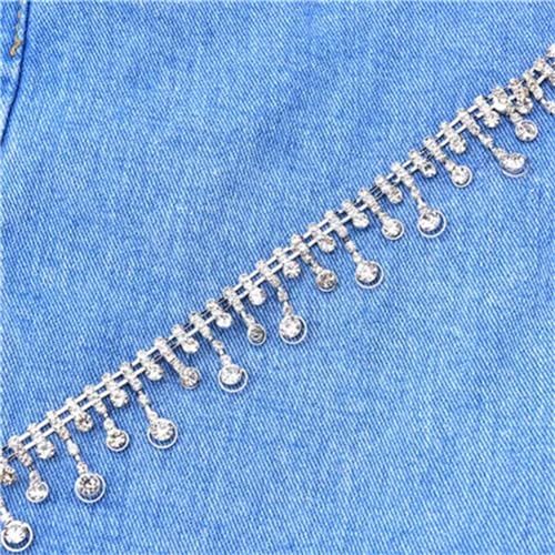 dekorative Kette von Wasserbohrgeräten, Fransenbesatz aus Kristall-Strass for Aufnähen in Mehreren Größen(26cm Width,50cm) von TGDGFKIAS