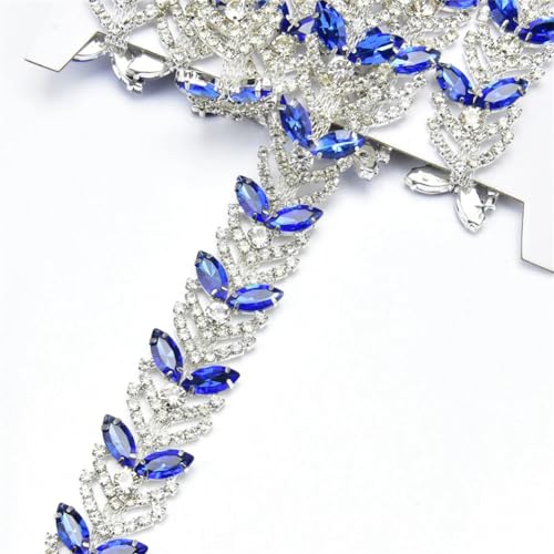 dekorative Kette von Wasserbohrgeräten, Kristall-Blumenkette, Strass-Applikation, Mehrfarbig, 1 Yard(Sapphire) von TGDGFKIAS