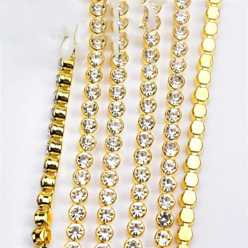 dekorative Kette von Wasserbohrgeräten, Strass-Krallenkettenbesatz, 3–6 mm und 45 mm, 9,1 m, Mehrfarbig(Dense 4mm Gold) von TGDGFKIAS