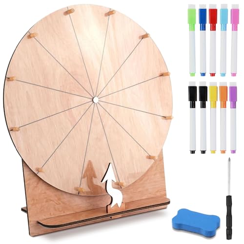 Glücksrad zum Drehen, TGKYK 30cm Gluecksrad Gluecksrad mit Radiergummi Markierstift und Schraubendreher, 12 Beschriften Glücksrad Holz, Glücksrad Kaufen für Hochzeit, Party, Schule, Wortspiele Glücksrad zum Drehen, TGKYK 30cm Gluecksrad Gluecksrad mit Radiergummi Markierstift und Schraubendreher, 12 Beschriften Glücksrad Holz, Glücksrad Kaufen für Hochzeit, Party, Schule, Wortspiele von TGKYK